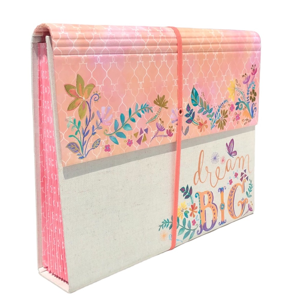 Molly & Rex Words of Wisdom Accordion File Holder (17815), Peach/Cream